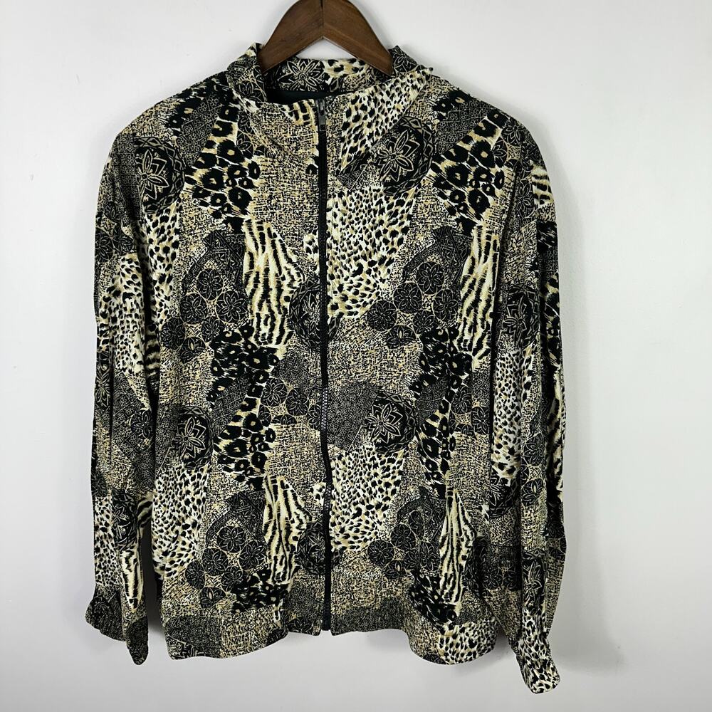 Ern London Jacket M‎ Silk Animal Print Patchwork Boho Luxe Mob Wife Statement